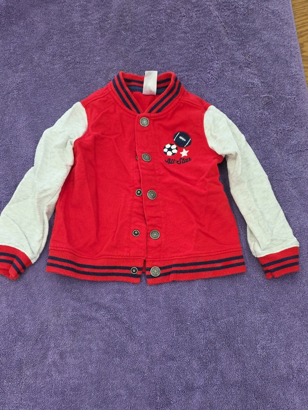Carters Red & Cream Varsity-Style Jacket - All Star Motif